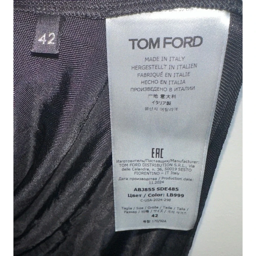 Tom Ford Black Ruched One‎ Shoulder Sequin Strap Evening Gown ABJ855 Size 42 IT